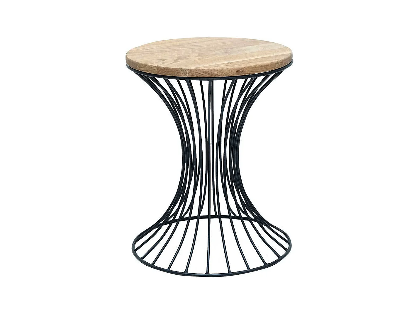 Tisch Massivholz und Metall 50 cm hoch