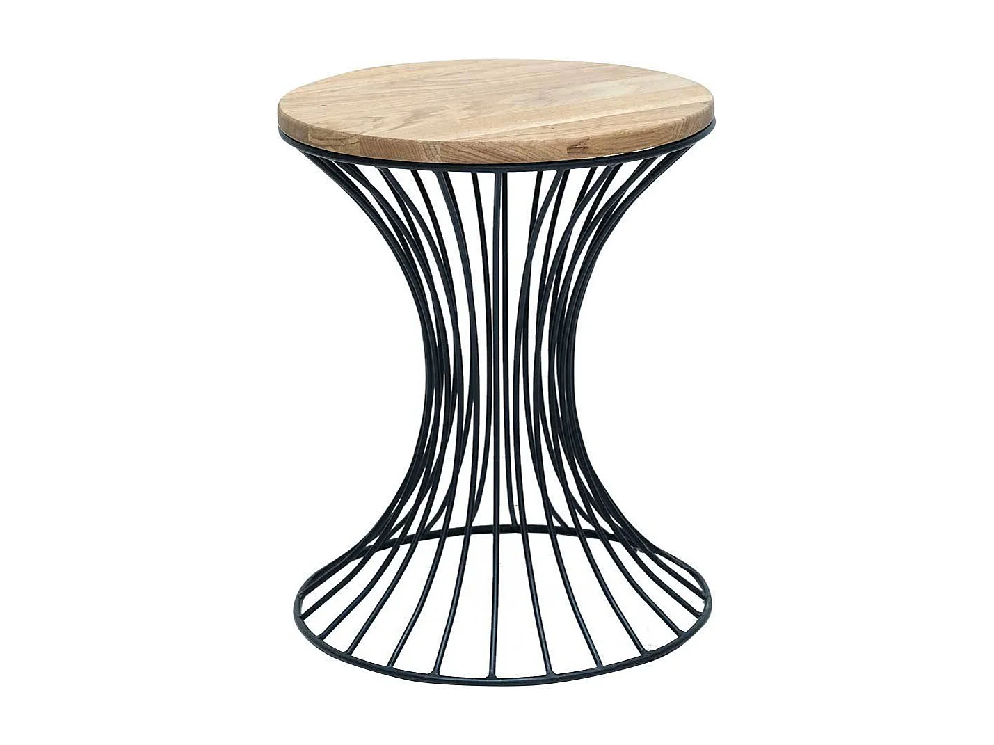 Tisch Massivholz und Metall 50 cm hoch