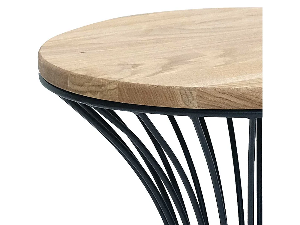 Tisch Massivholz und Metall 50 cm hoch