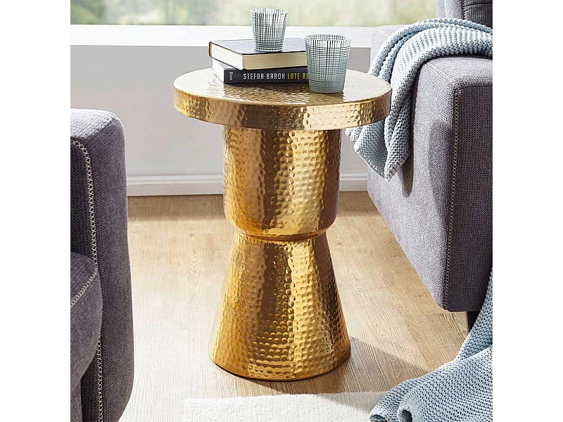 Designertisch in Goldfarben Säulengestell