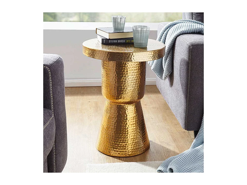 Designertisch in Goldfarben Säulengestell