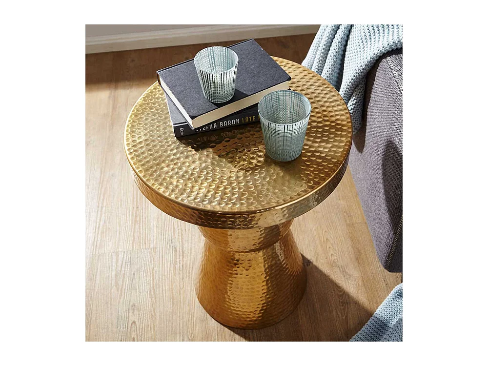 Designertisch in Goldfarben Säulengestell