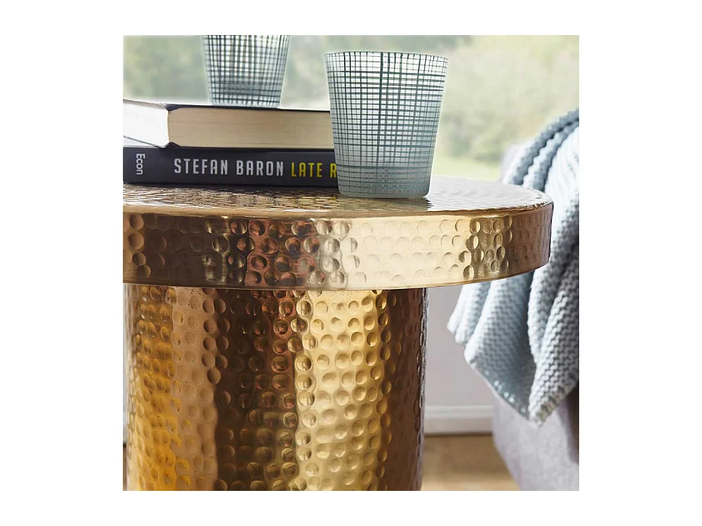 Designertisch in Goldfarben Säulengestell