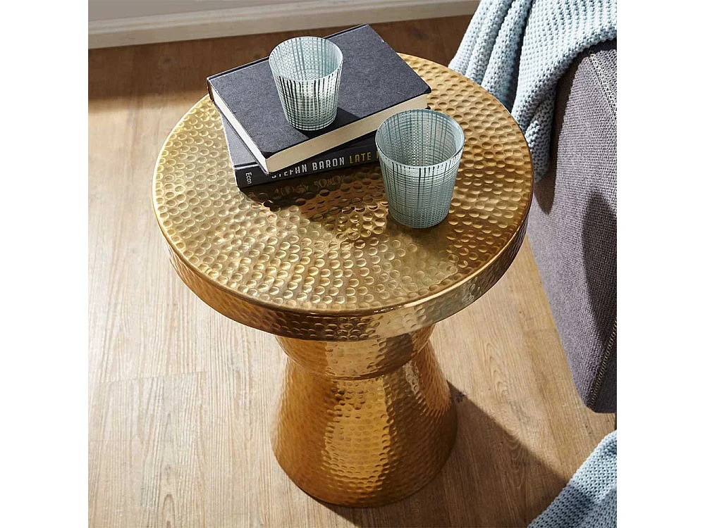 Designertisch in Goldfarben Säulengestell