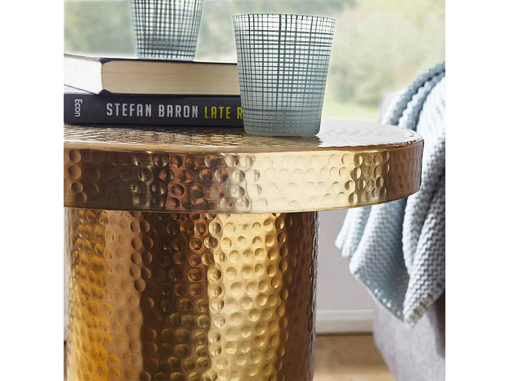 Designertisch in Goldfarben Säulengestell