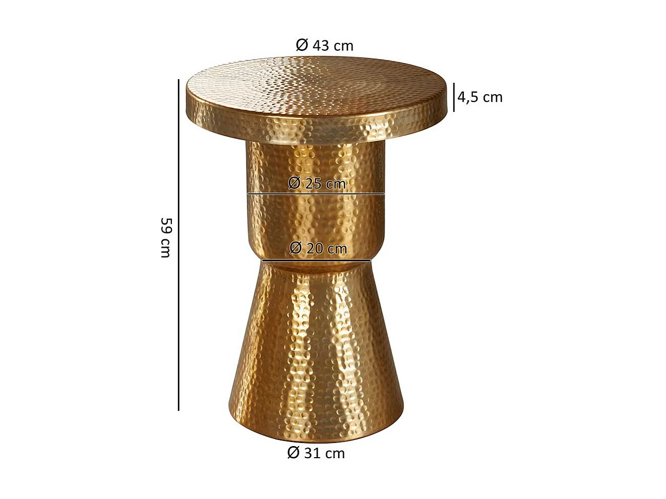 Designertisch in Goldfarben Säulengestell