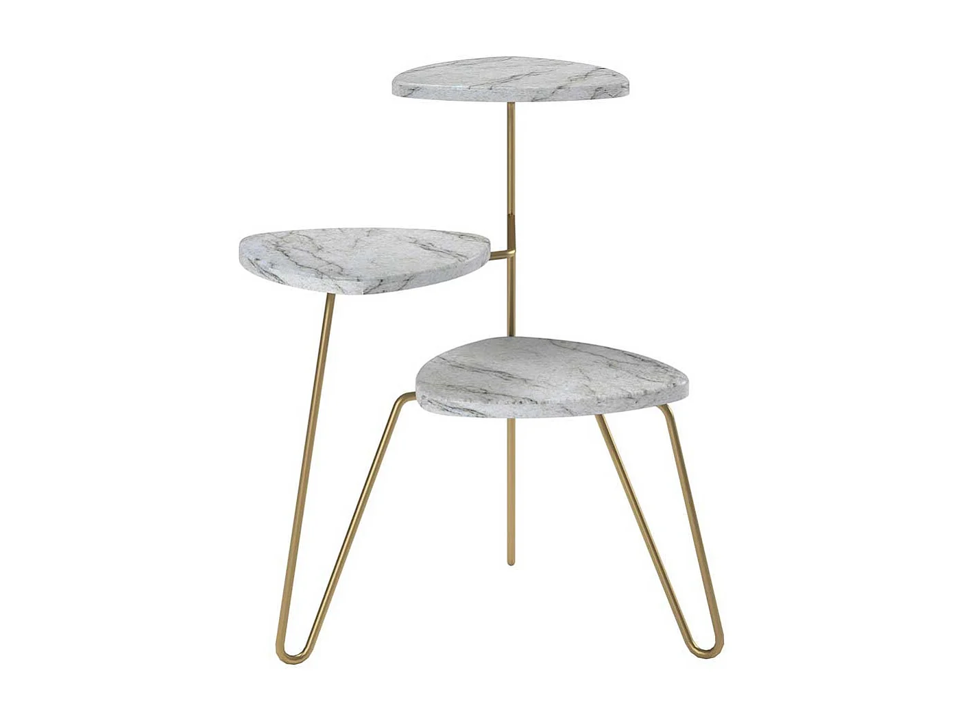 Retro Stil Blumentisch in Weiß Marmor Optik Goldfarben