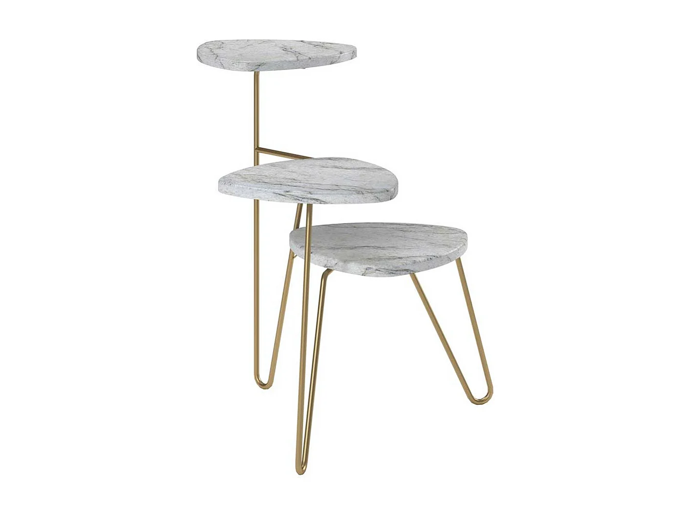 Retro Stil Blumentisch in Weiß Marmor Optik Goldfarben