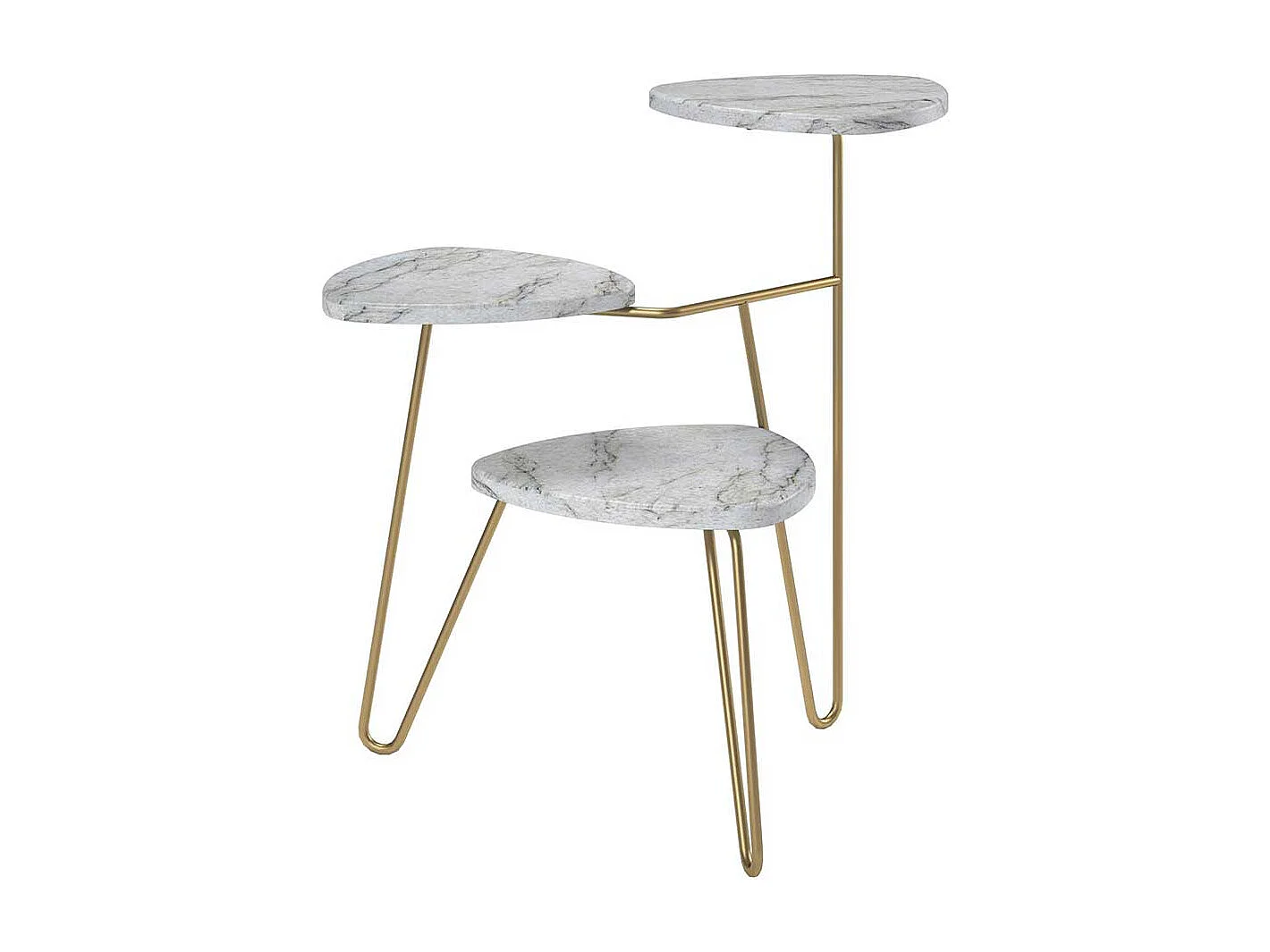 Retro Stil Blumentisch in Weiß Marmor Optik Goldfarben