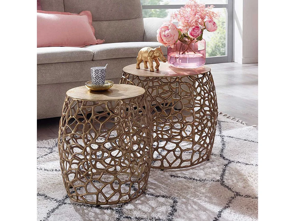 Metall Wohnzimmer Tische in Goldfarben Aluminium (zweiteilig)