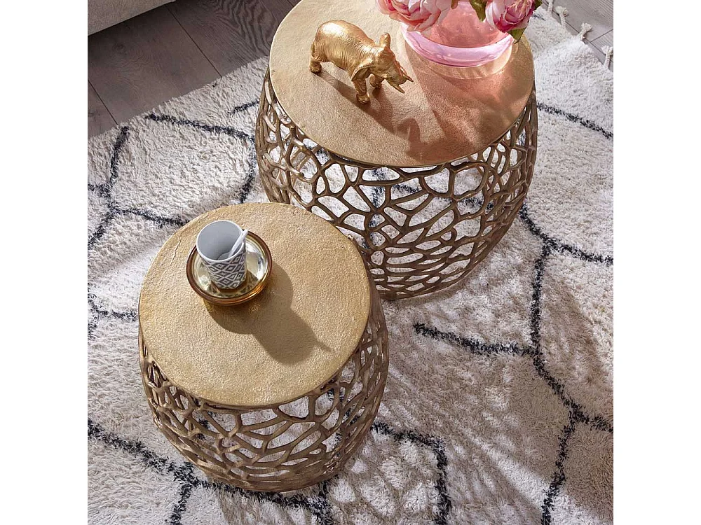 Metall Wohnzimmer Tische in Goldfarben Aluminium (zweiteilig)