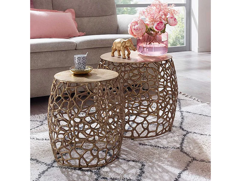 Metall Wohnzimmer Tische in Goldfarben Aluminium (zweiteilig)