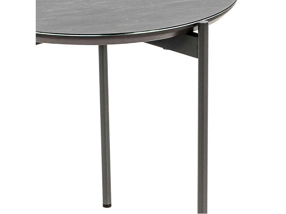 Glasbeistelltisch in Blaugrau und Dunkelgrau rund