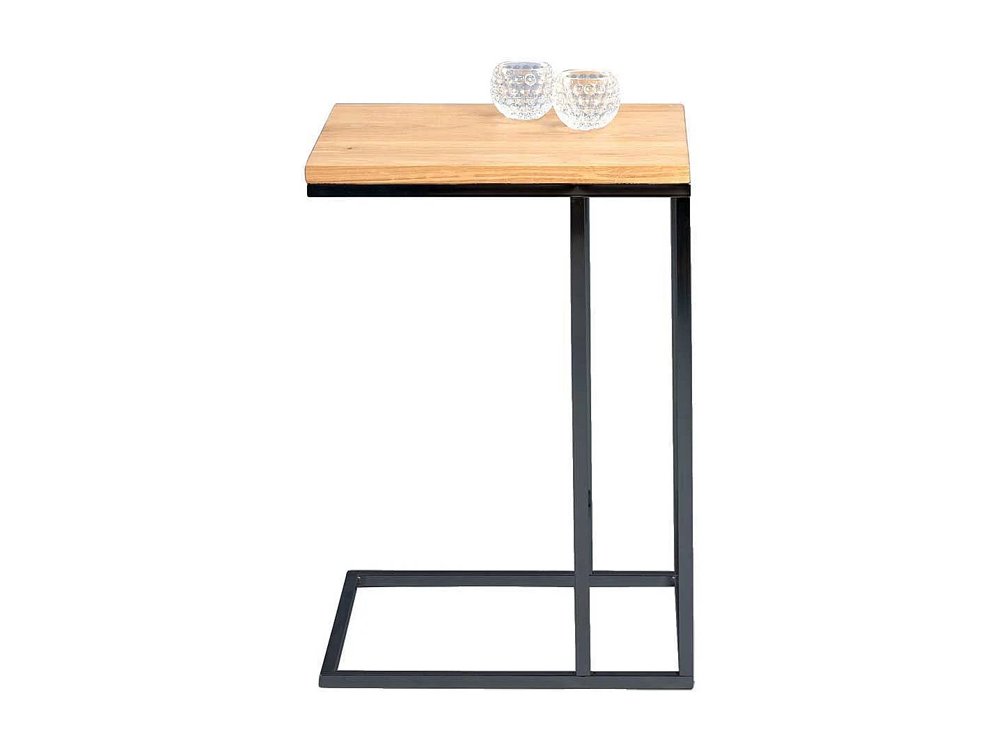 Sofatisch aus Wildeiche Massivholz Schwarz Metall