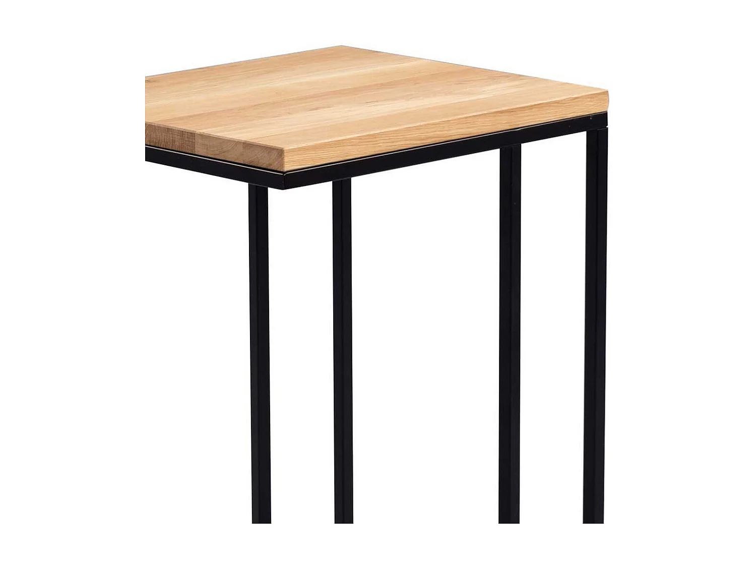 Sofatisch aus Wildeiche Massivholz Schwarz Metall