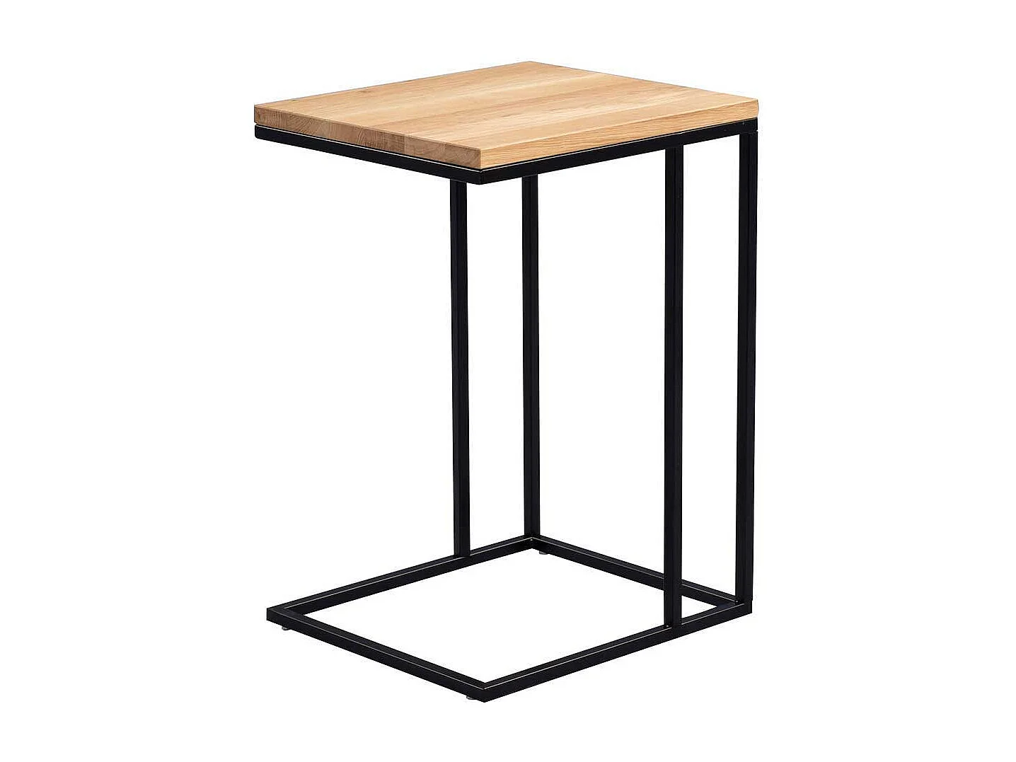 Sofatisch aus Wildeiche Massivholz Schwarz Metall