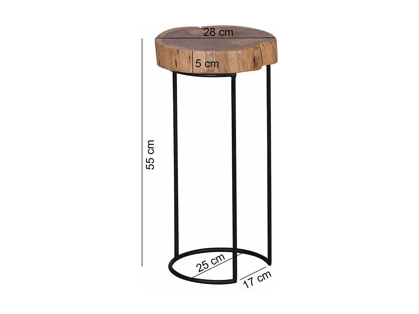 Tischchen mit Baumscheibe Akazie Massivholz