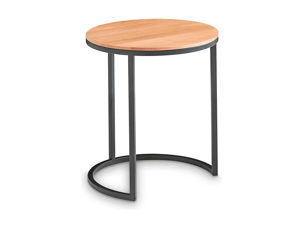 Vollholztisch aus Kernbuche Massivholz und Metall rund