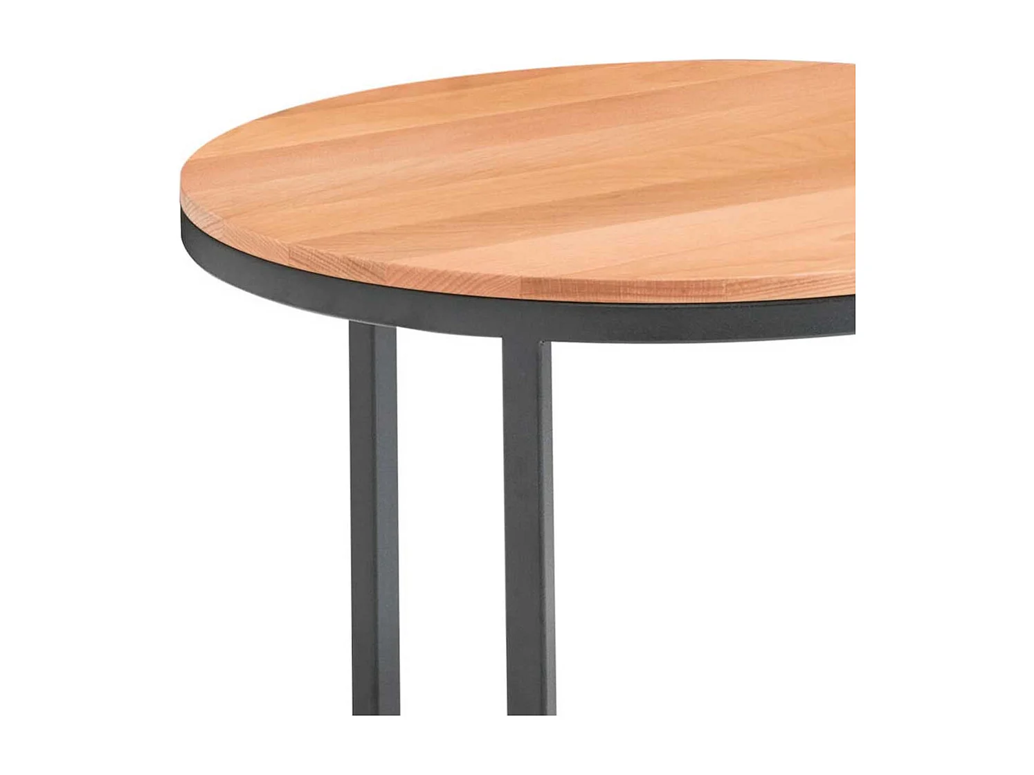 Vollholztisch aus Kernbuche Massivholz und Metall rund