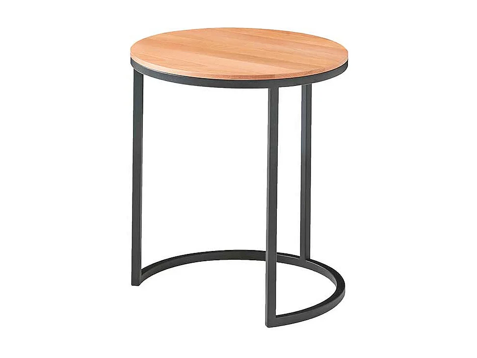 Vollholztisch aus Kernbuche Massivholz und Metall rund