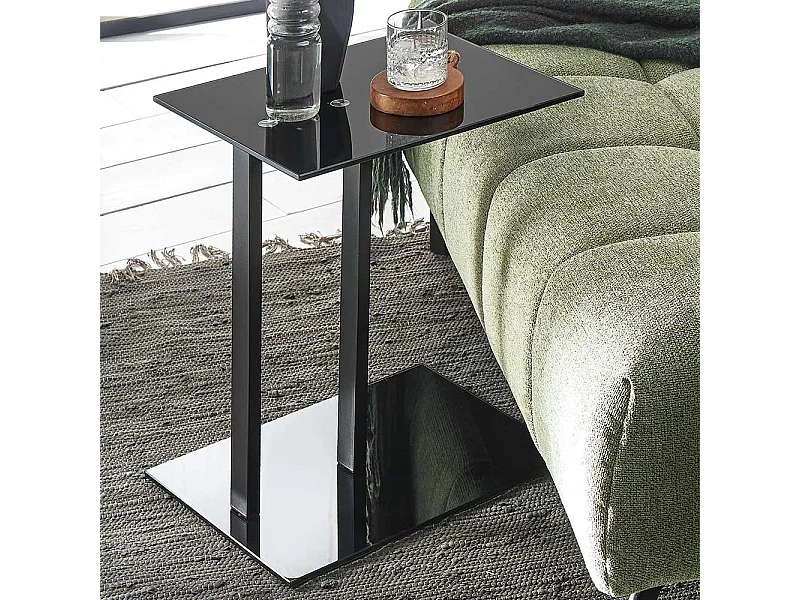 Glas Anstelltisch in Schwarz Sicherheitsglas & Metall