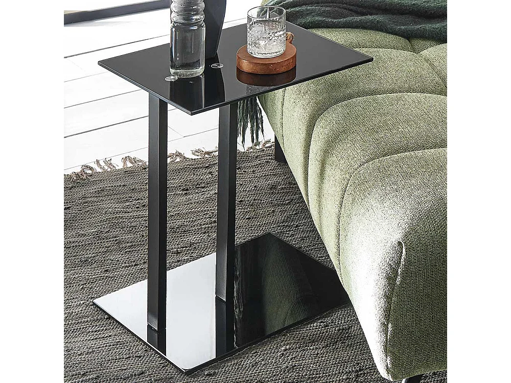 Glas Anstelltisch in Schwarz Sicherheitsglas & Metall