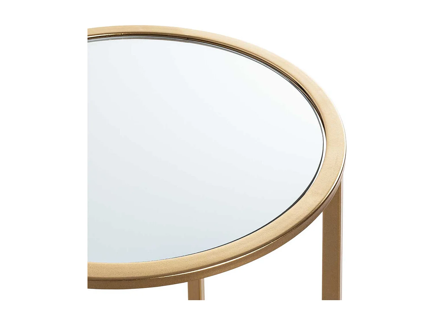 Rundtisch aus Metall und Spiegelglas Goldfarben