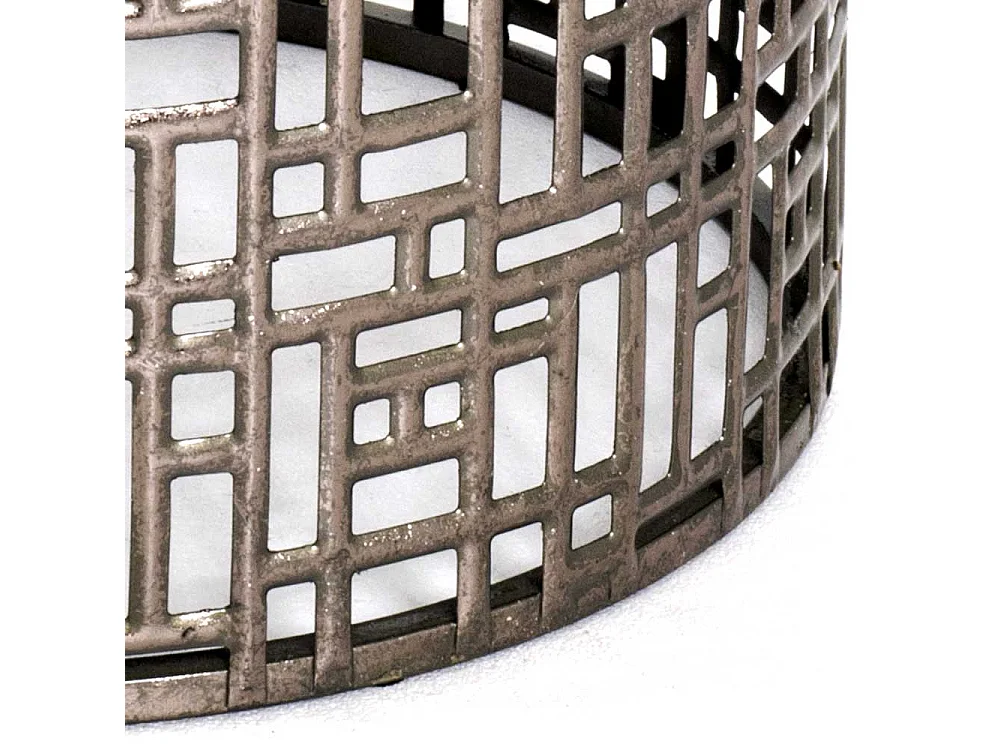 Kleiner Wohnzimmertisch in Bronzefarben runde Glasplatte