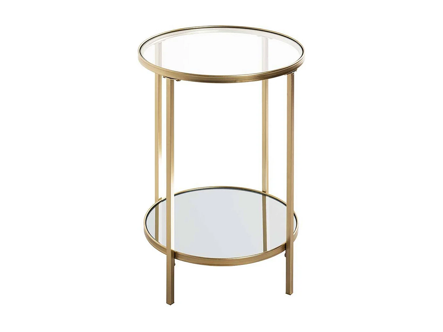 Wohnzimmer Tisch in Goldfarben runder Glas Tischplatte