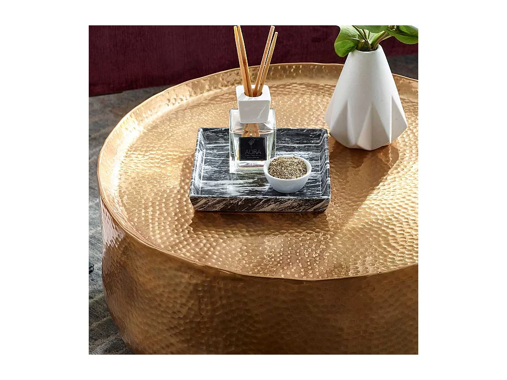 Salontisch Goldfarben aus Aluminium Hammerschlag Optik