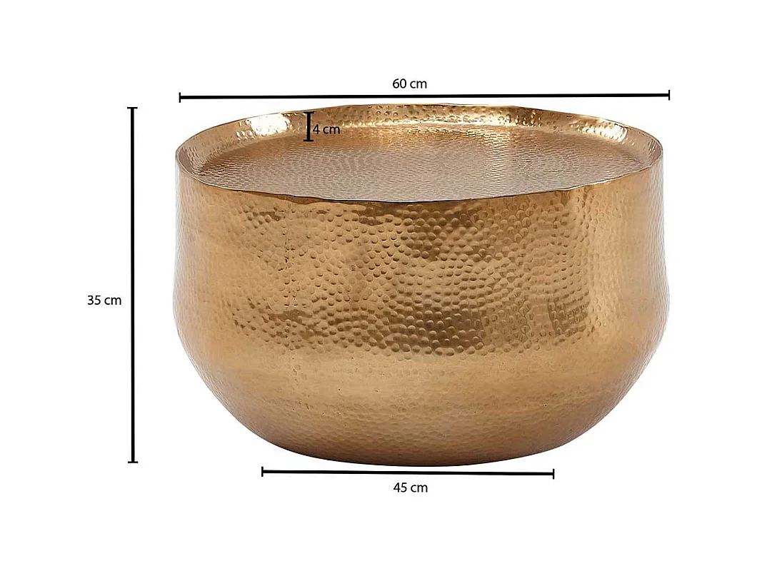 Salontisch Goldfarben aus Aluminium Hammerschlag Optik