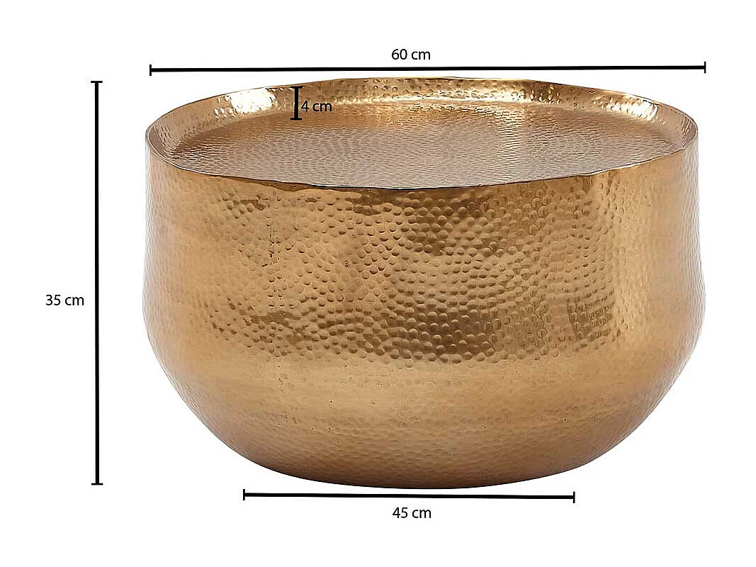 Salontisch Goldfarben aus Aluminium Hammerschlag Optik