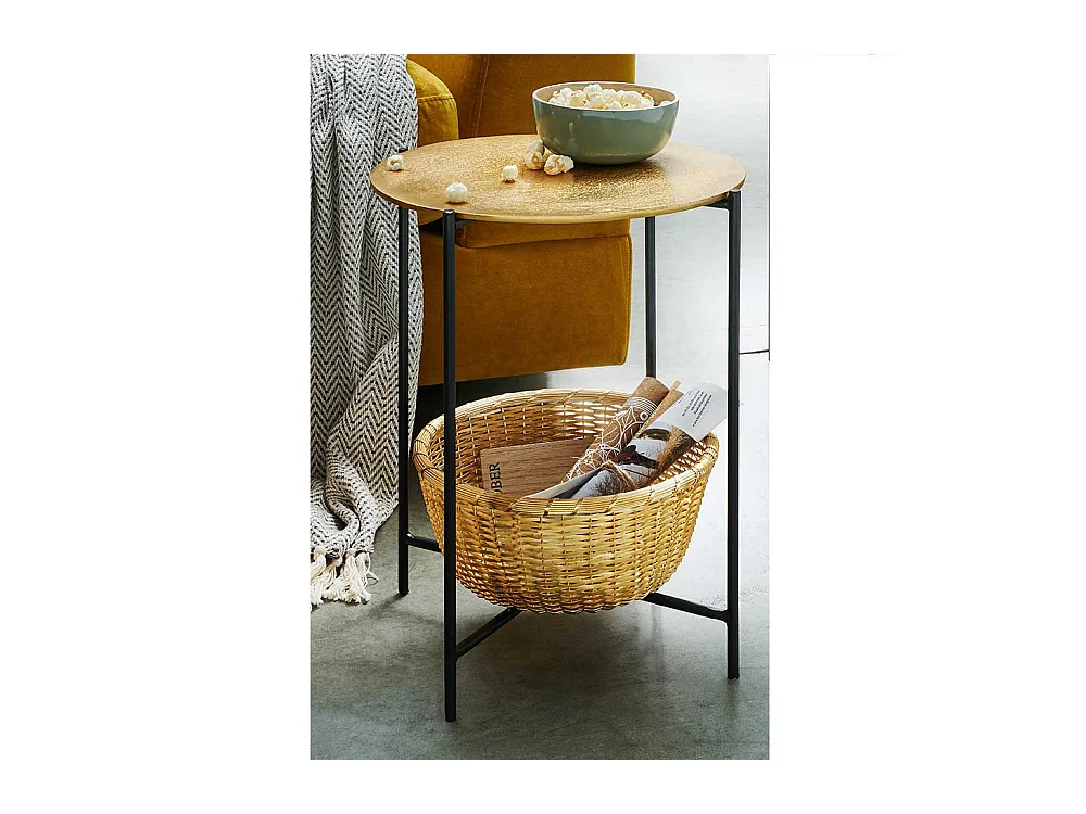 Wohnzimmer Tisch in Goldfarben und Schwarz Metall