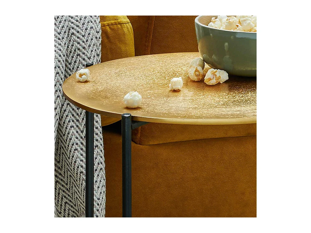 Wohnzimmer Tisch in Goldfarben und Schwarz Metall