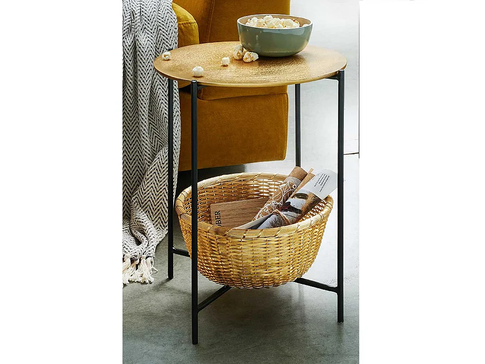 Wohnzimmer Tisch in Goldfarben und Schwarz Metall