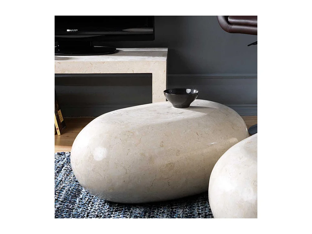 Steintisch für Wohnzimmer Creme Weiß