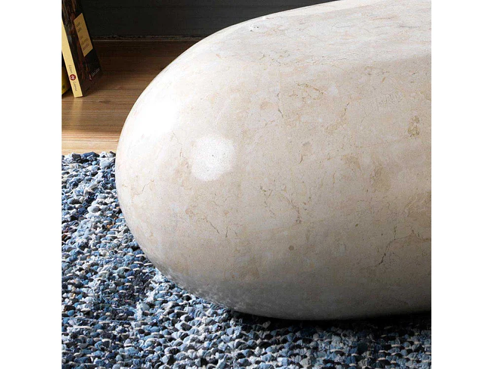 Steintisch für Wohnzimmer Creme Weiß