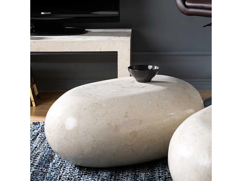 Steintisch für Wohnzimmer Creme Weiß