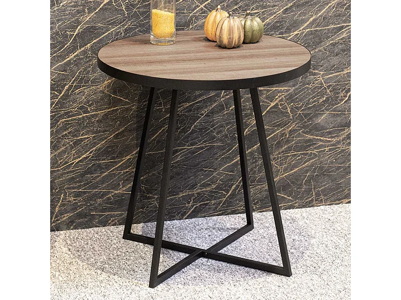 Kleiner Wohnzimmer Tisch mit runder Tischplatte Bügelgestell