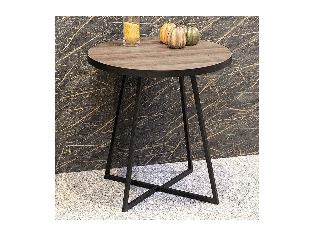 Kleiner Wohnzimmer Tisch mit runder Tischplatte Bügelgestell