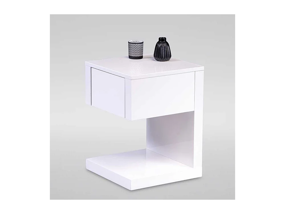 Telefonkonsole in Weiß Lack einer Schublade