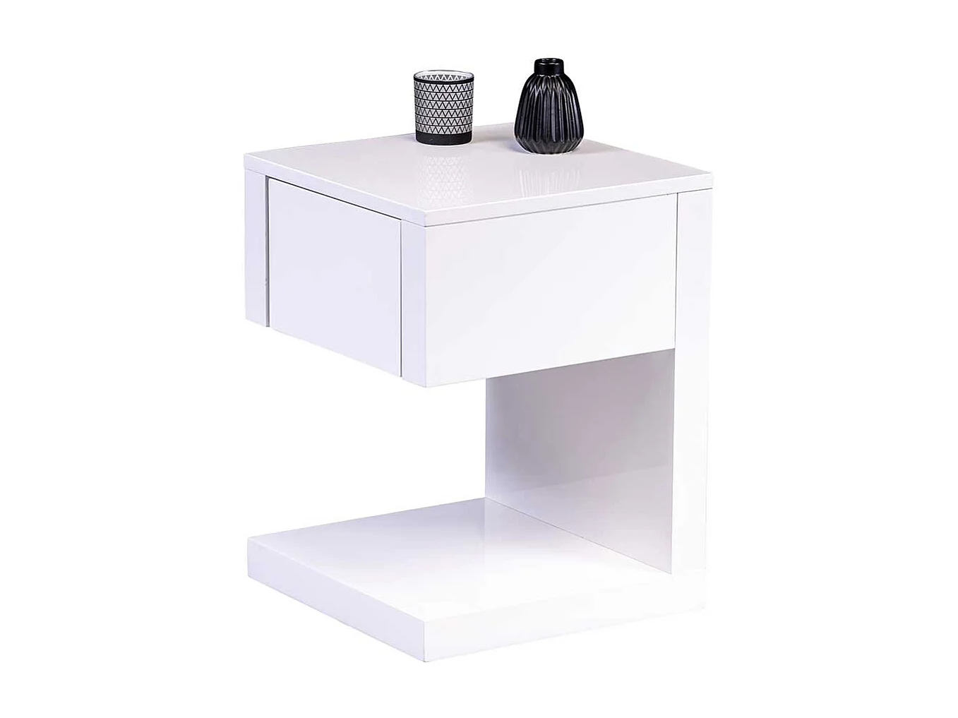 Telefonkonsole in Weiß Lack einer Schublade