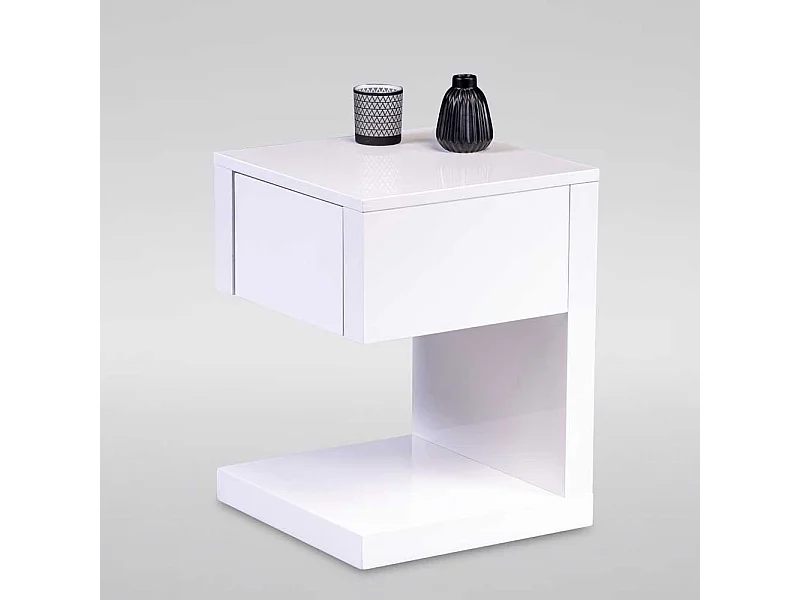 Telefonkonsole in Weiß Lack einer Schublade