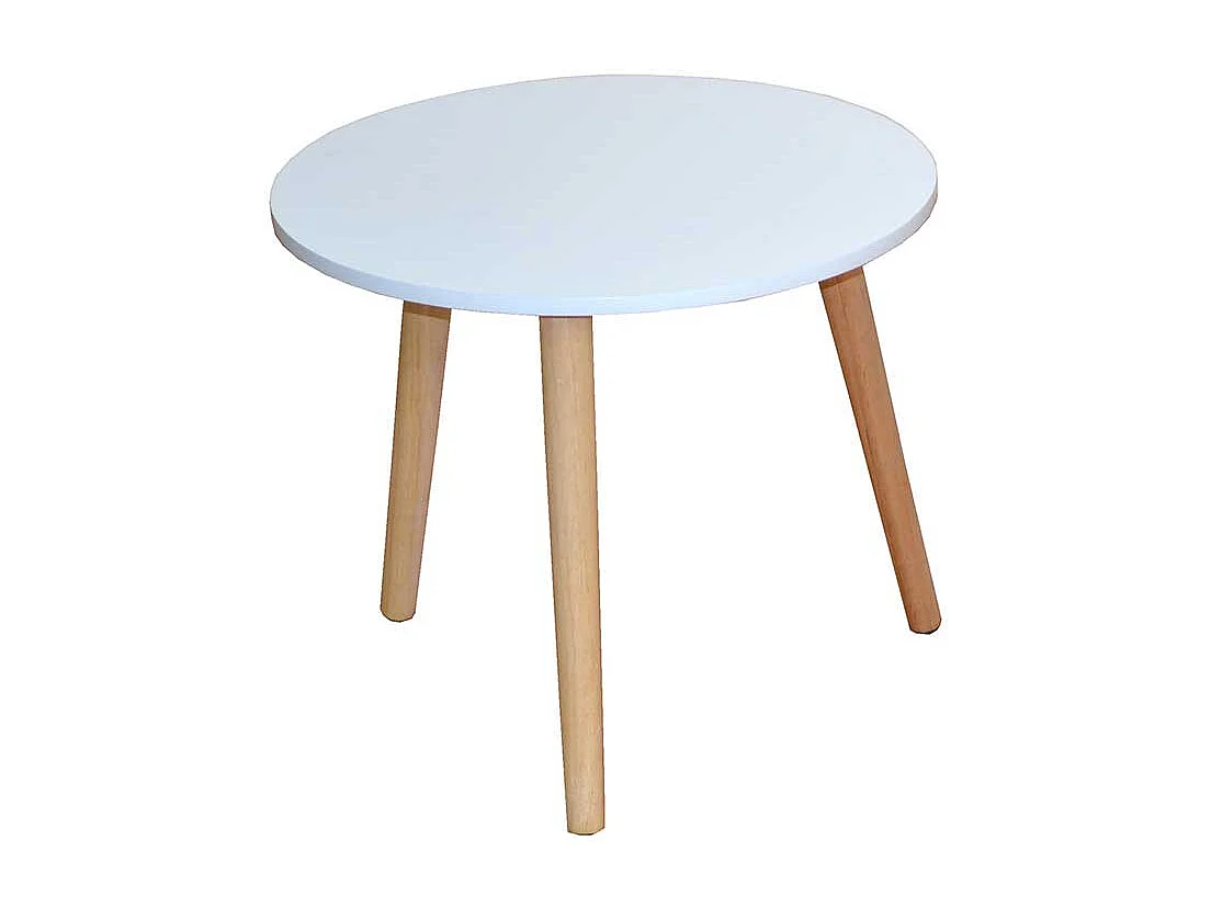 Runder Sofatisch in Weiß Holz skandinavischen Design