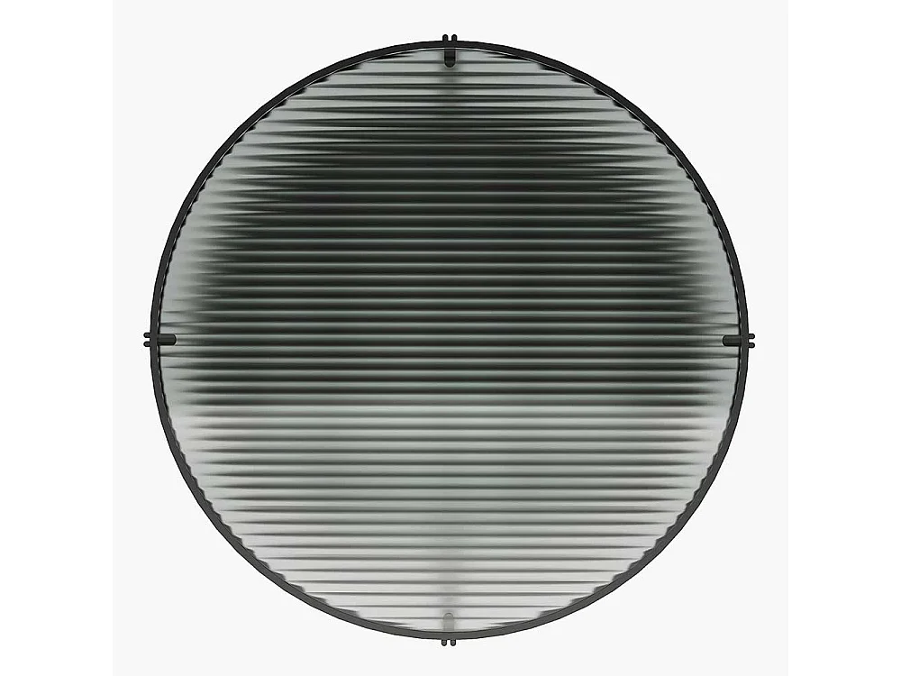 Wohnzimmer Tisch schwarz rund aus Metall Strukturglasplatte