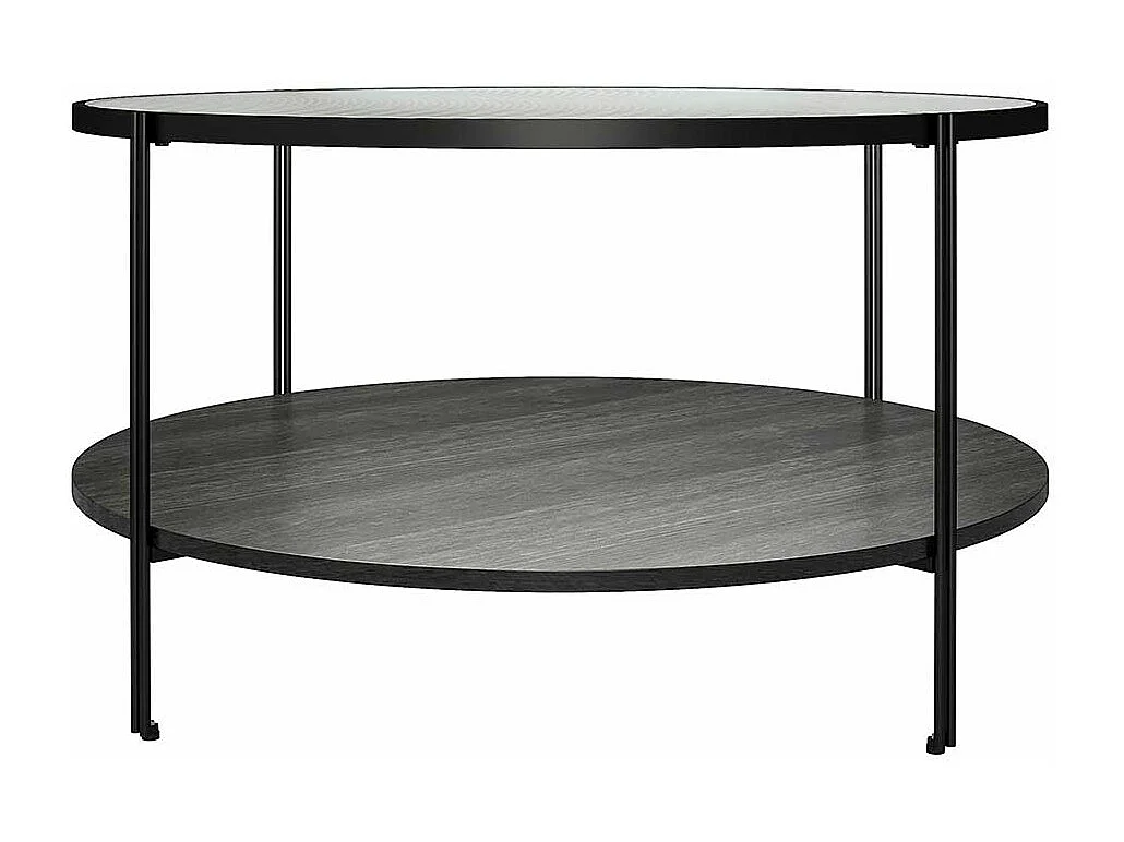 Wohnzimmer Tisch schwarz rund aus Metall Strukturglasplatte