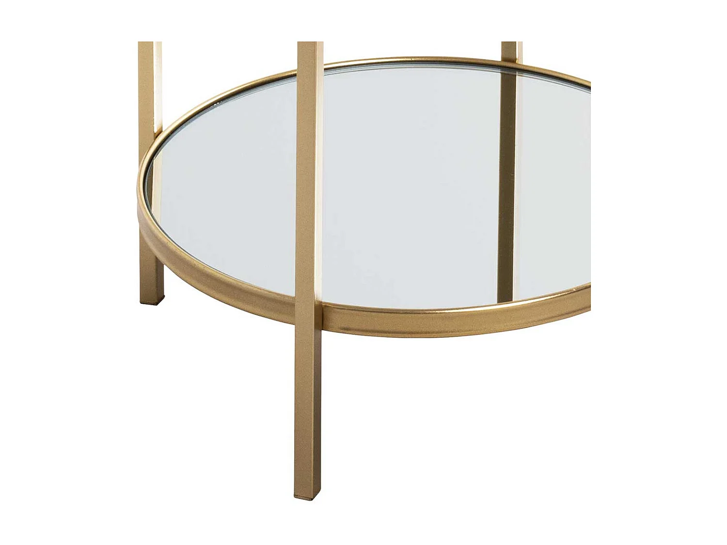 Wohnzimmer Tisch in Goldfarben runder Glas Tischplatte