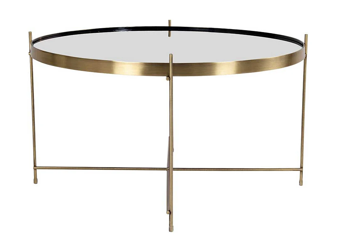 Glas Wohnzimmertisch in Messingfarben rund