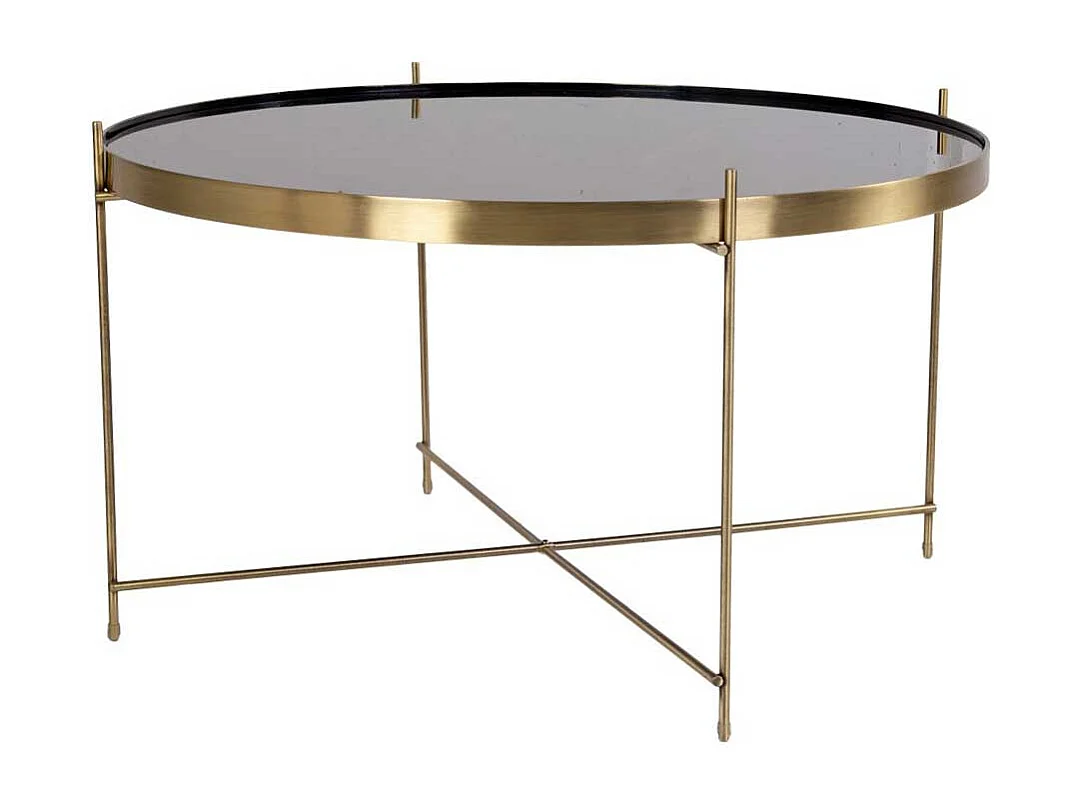 Glas Wohnzimmertisch in Messingfarben rund
