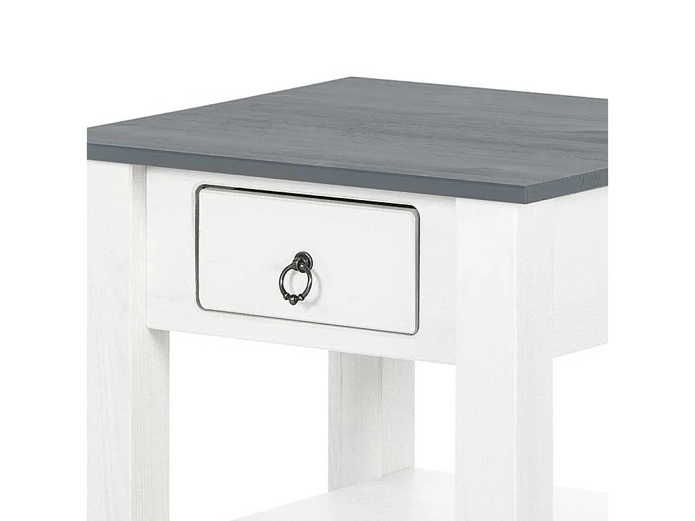 Landhaus Sofatisch in Weiß und Grau Kiefer Massivholz